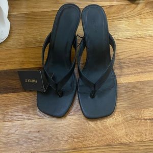 Square Toe Thong Heeled Sandals
